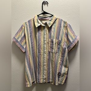 Rainbow stripes button up men’s small